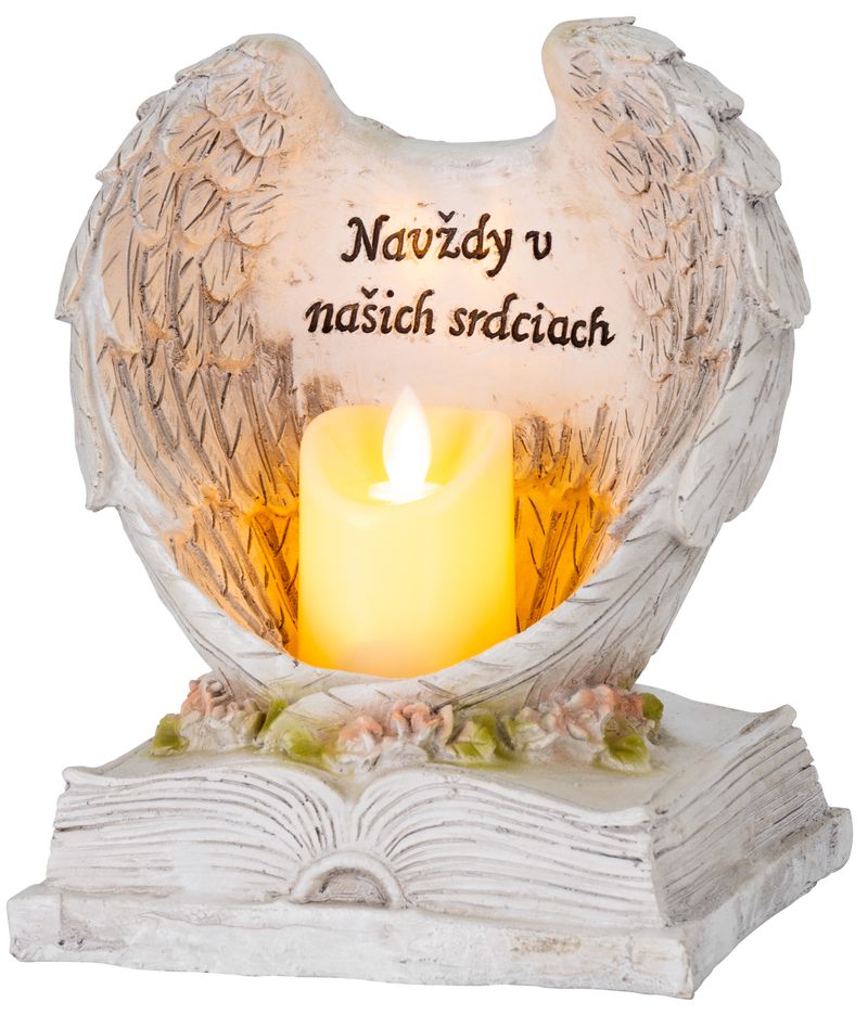 MagicHome Náhrobná dekorácia Anjelské krídla na knihe LED