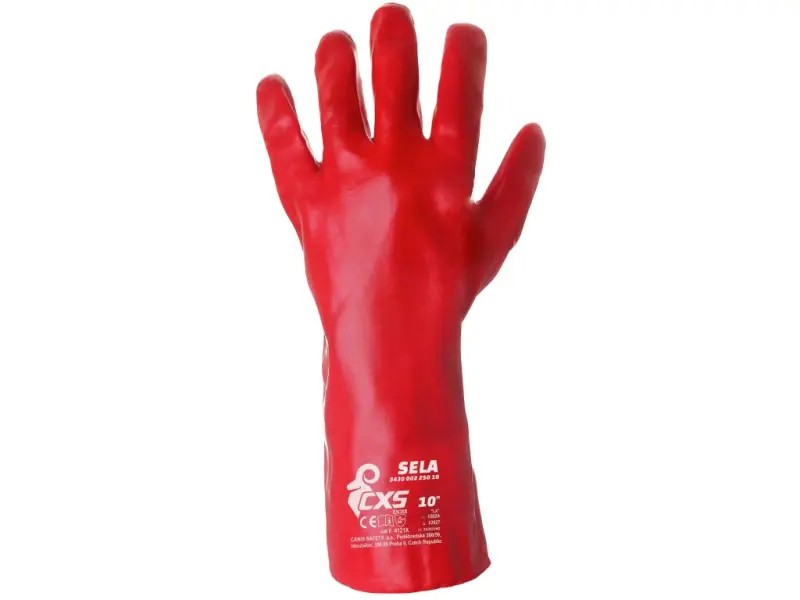 CXS Rukavice SELA PVC červené veľkosť 10