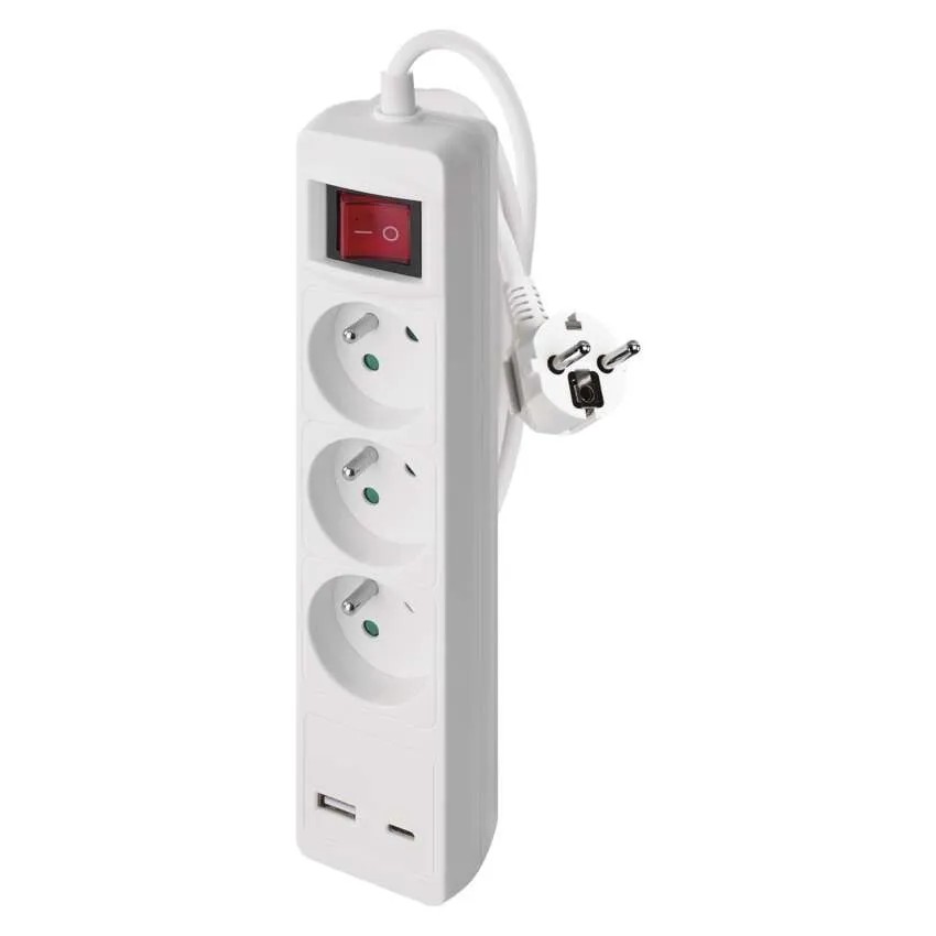 EMOS Predlžovačka 3x2 m s vypínačom + USB